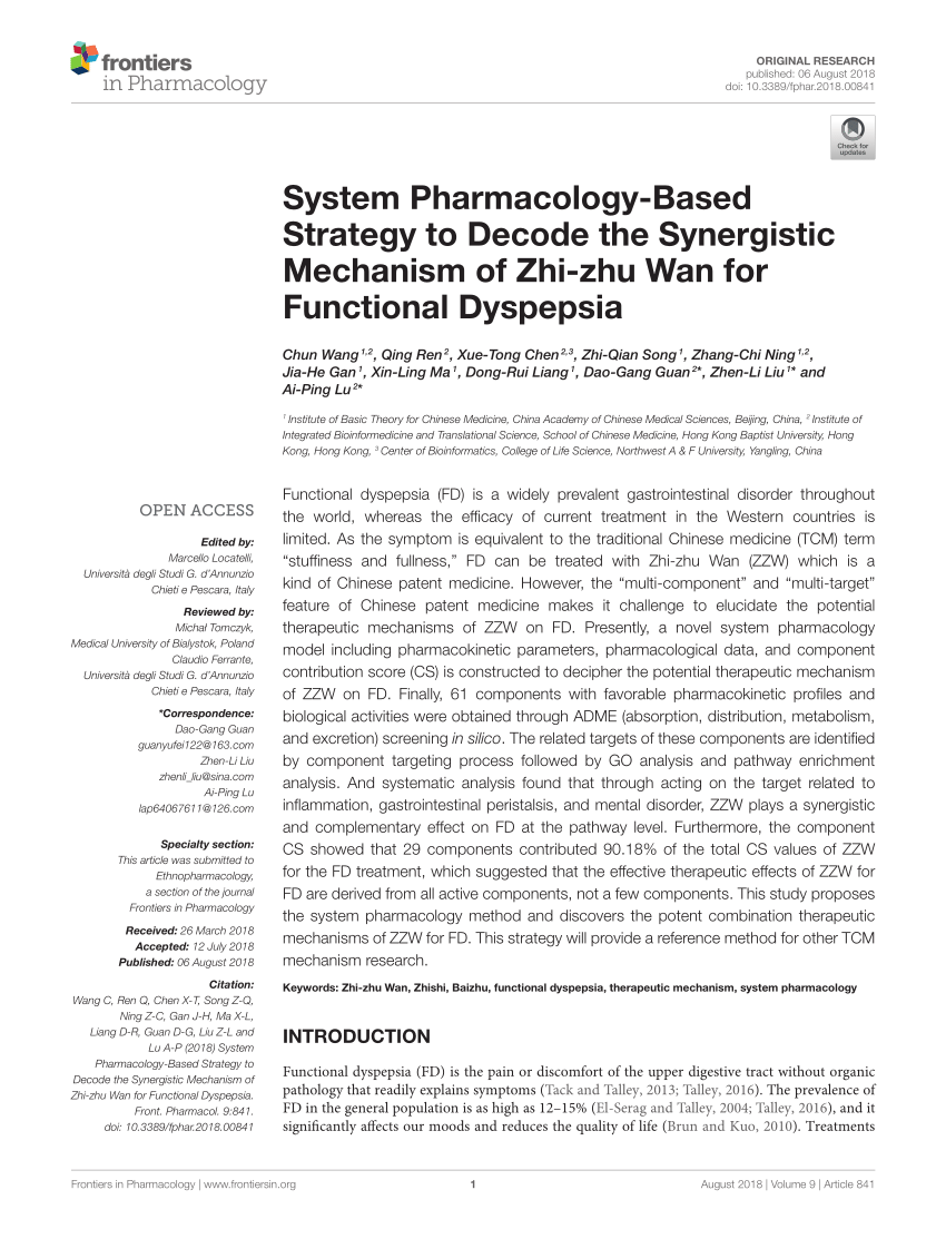 Pdf System Pharmacology Based Strategy To Decode The - 