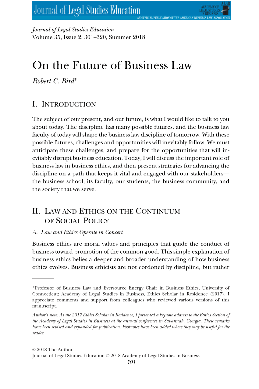 research articles on business law