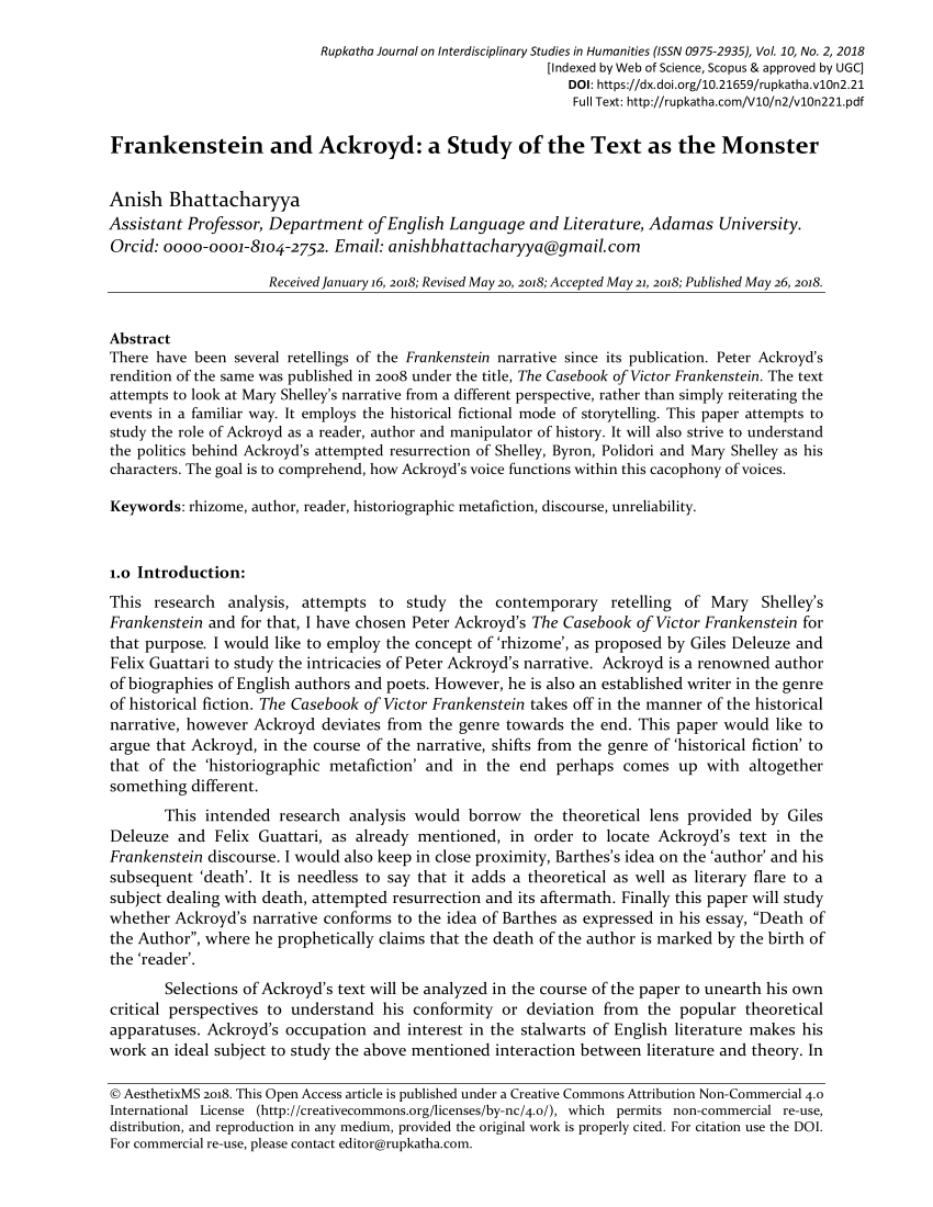 frankenstein research paper