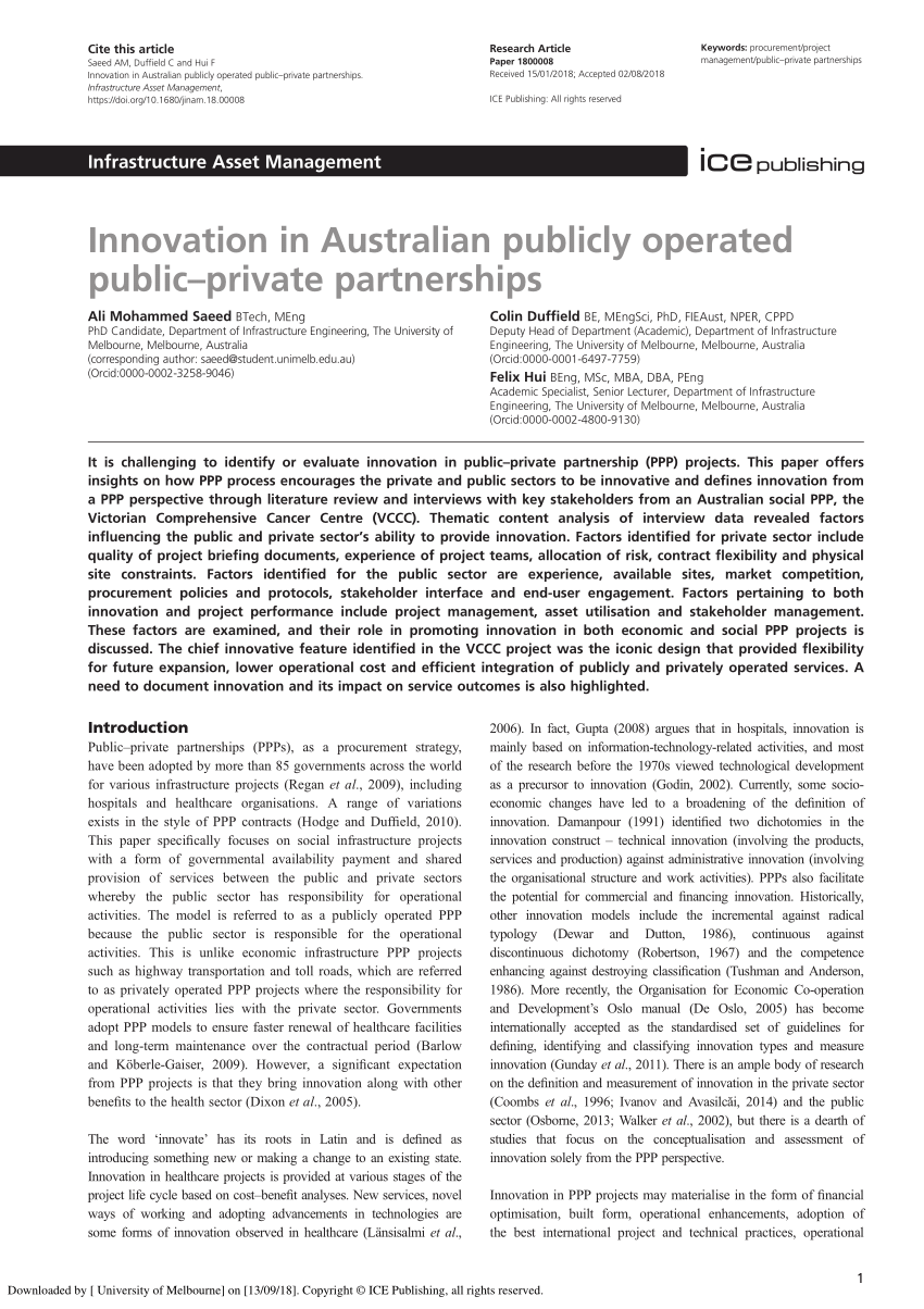 (PDF) Innovation in publicly operated Public-Private Partnerships