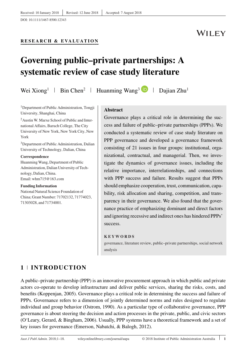 PDF) Governing public–private partnerships: A systematic review of