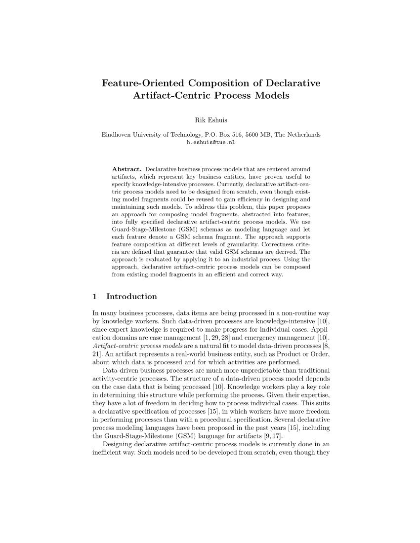 (PDF) Feature-Oriented Composition of Declarative Artifact-Centric