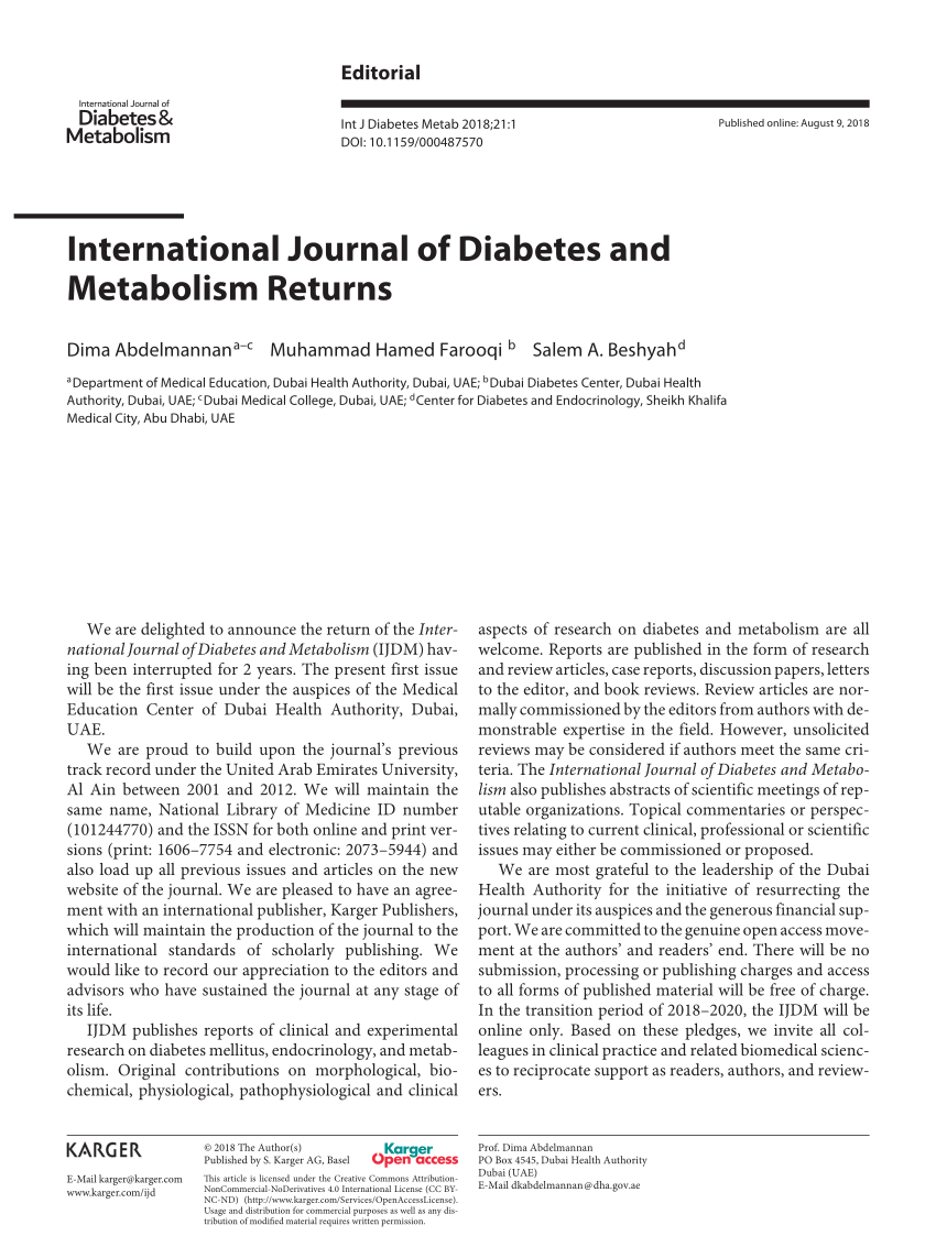 dubai diabetes and endocrinology journal