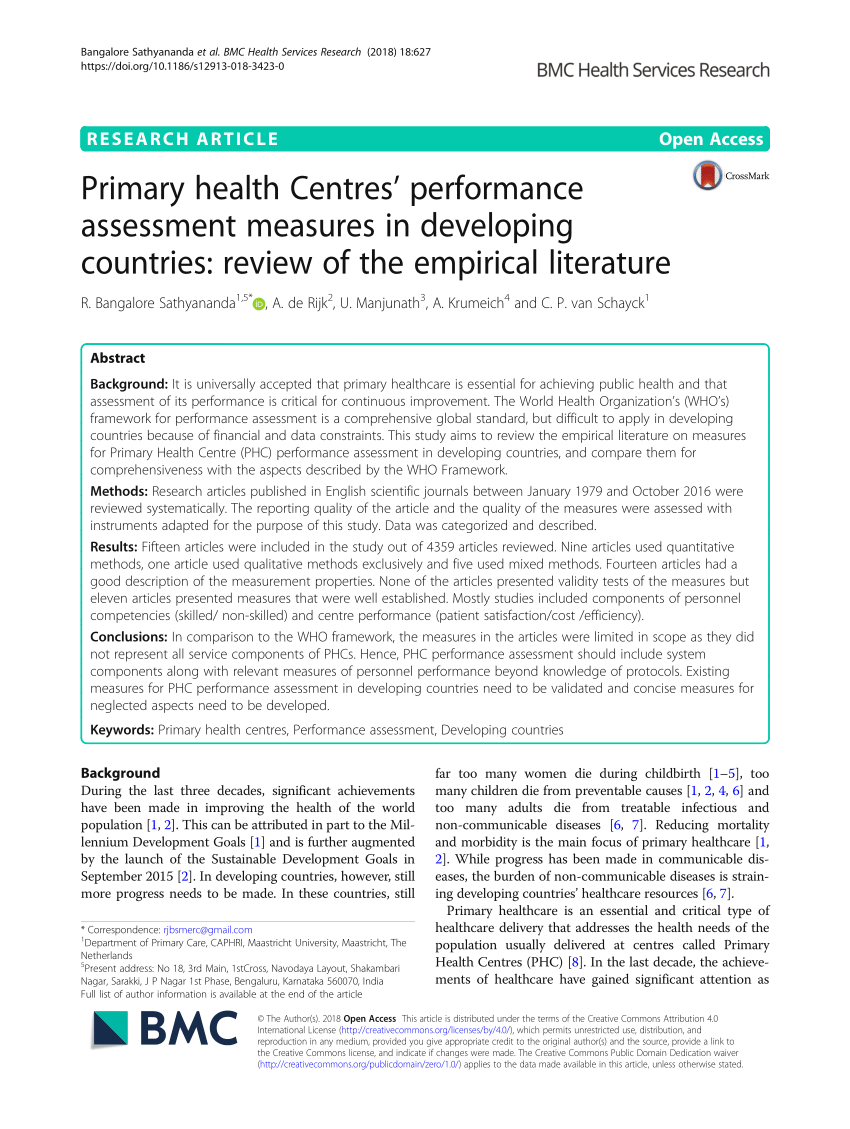literature review of primary health centre
