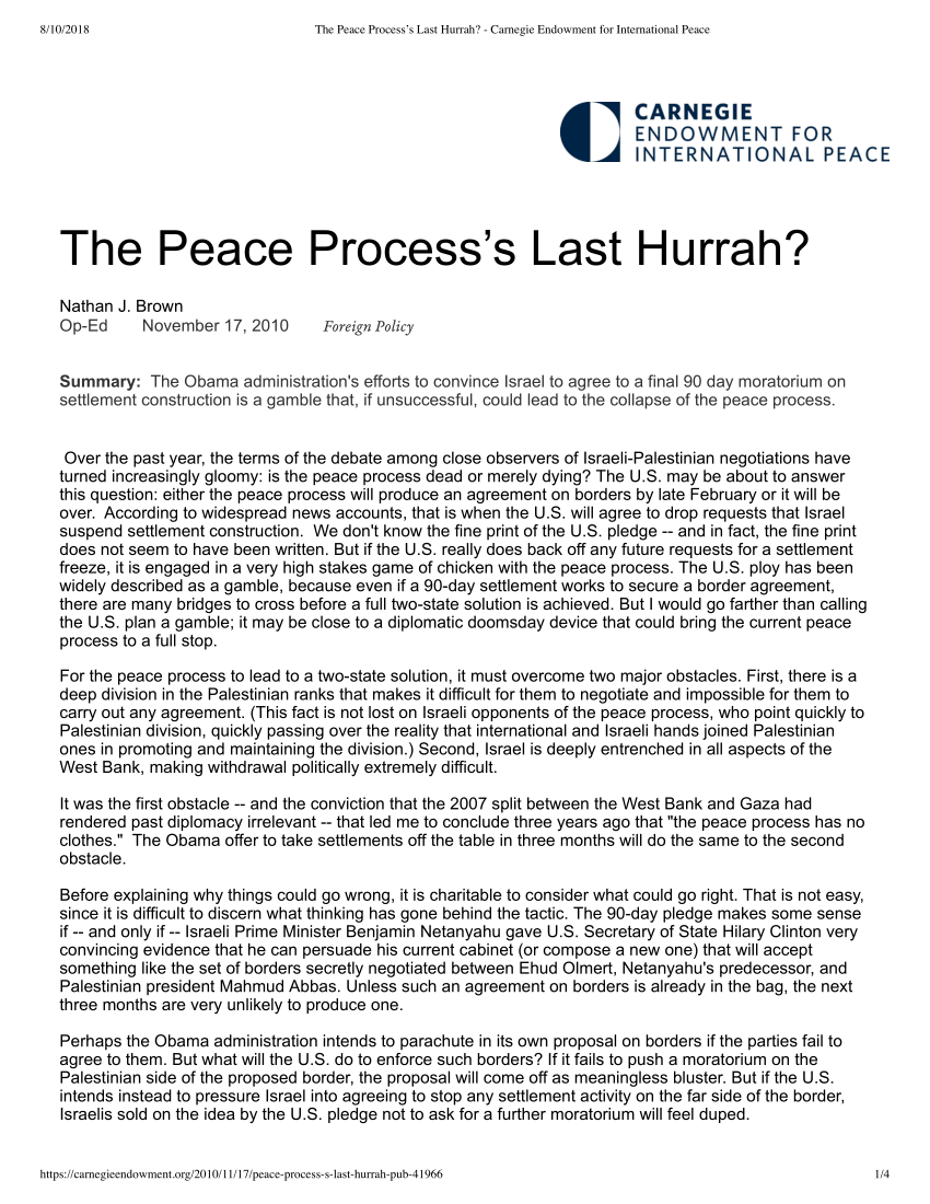 (PDF) The Peace Process's Last Hurrah?