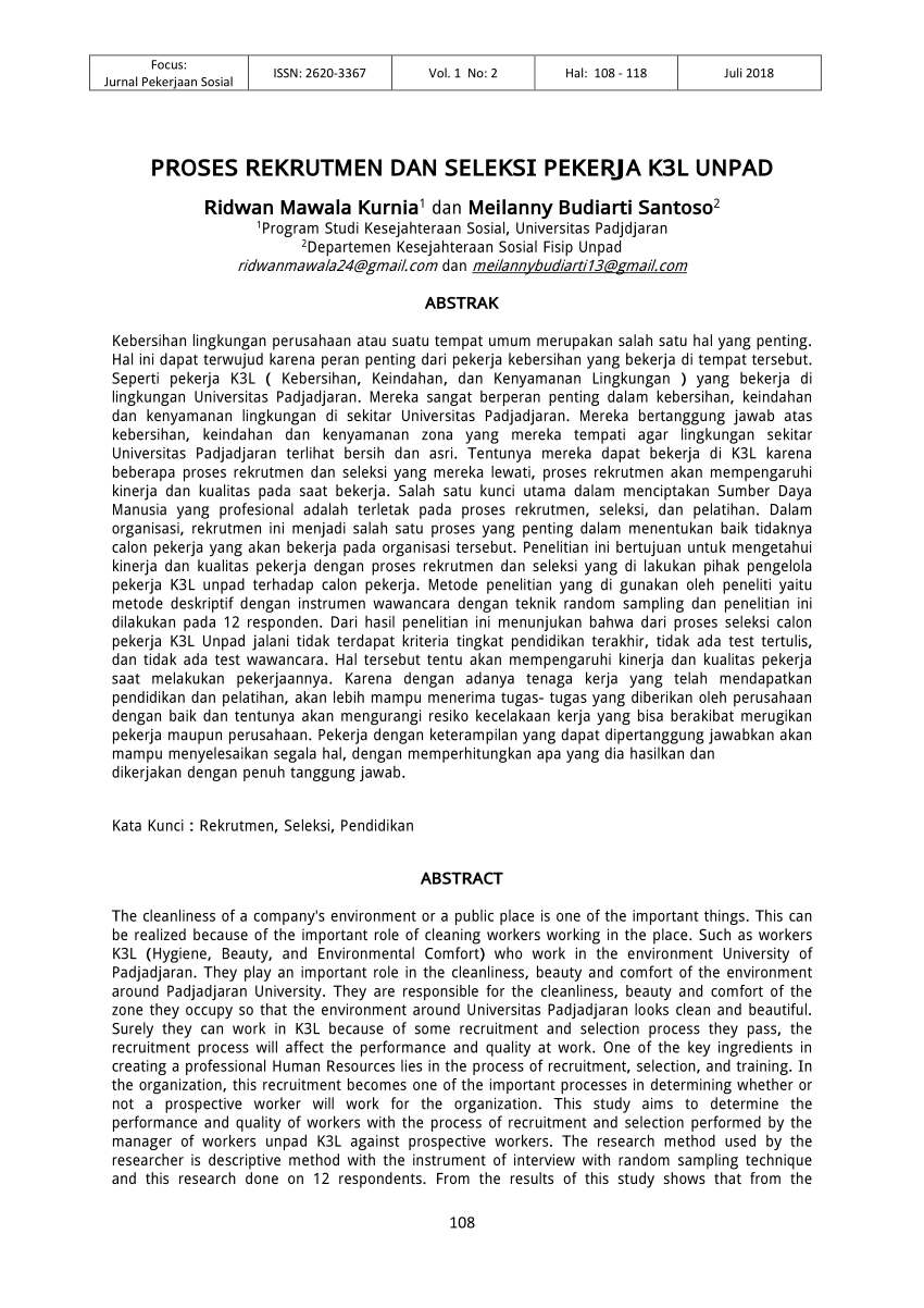 PDF PROSES REKRUTMEN DAN SELEKSI PEKERJA K3L UNPAD