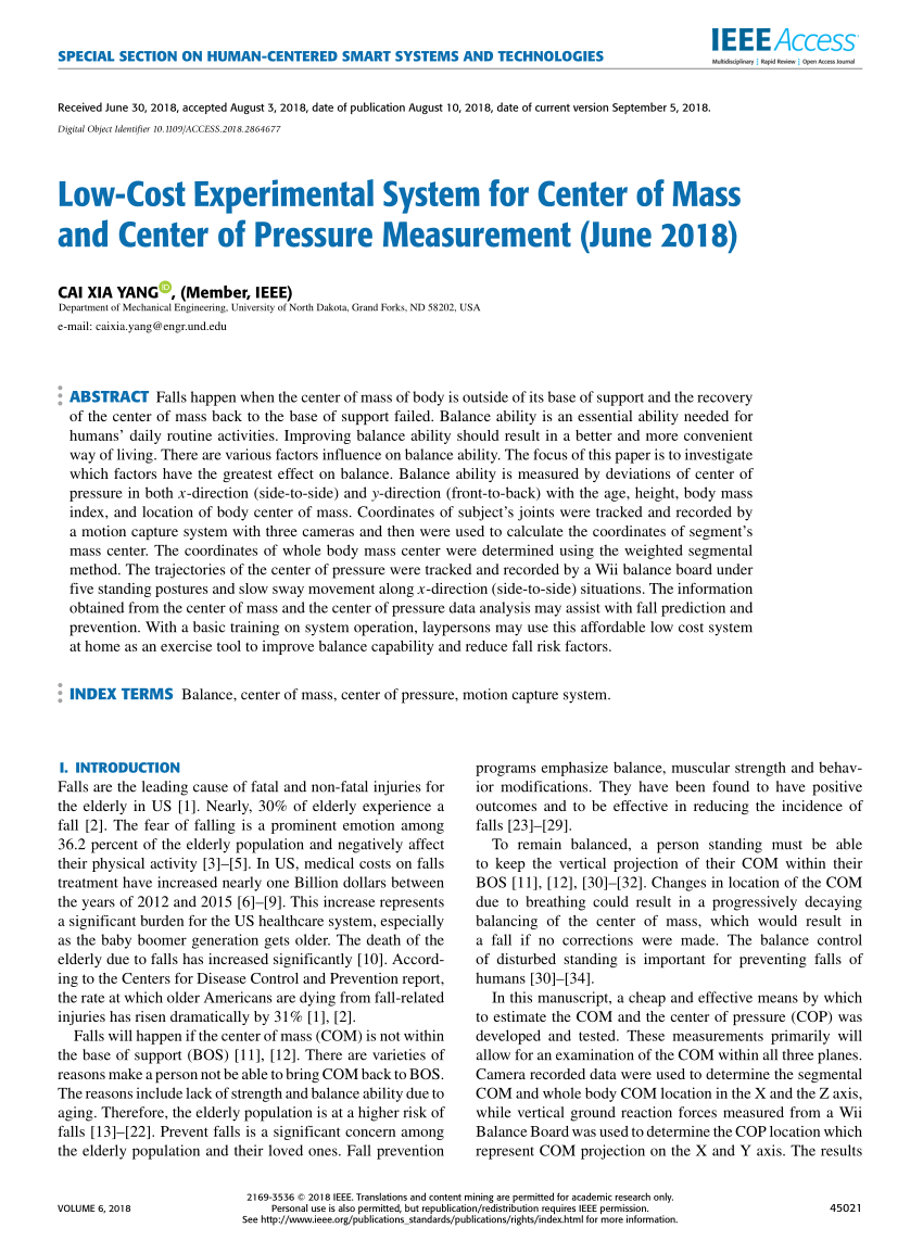 PDF) Low-Cost Experimental System for Center of Mass and Center of ...