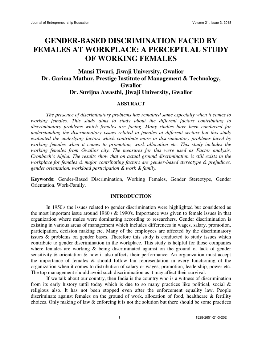 gender discrimination research paper pdf