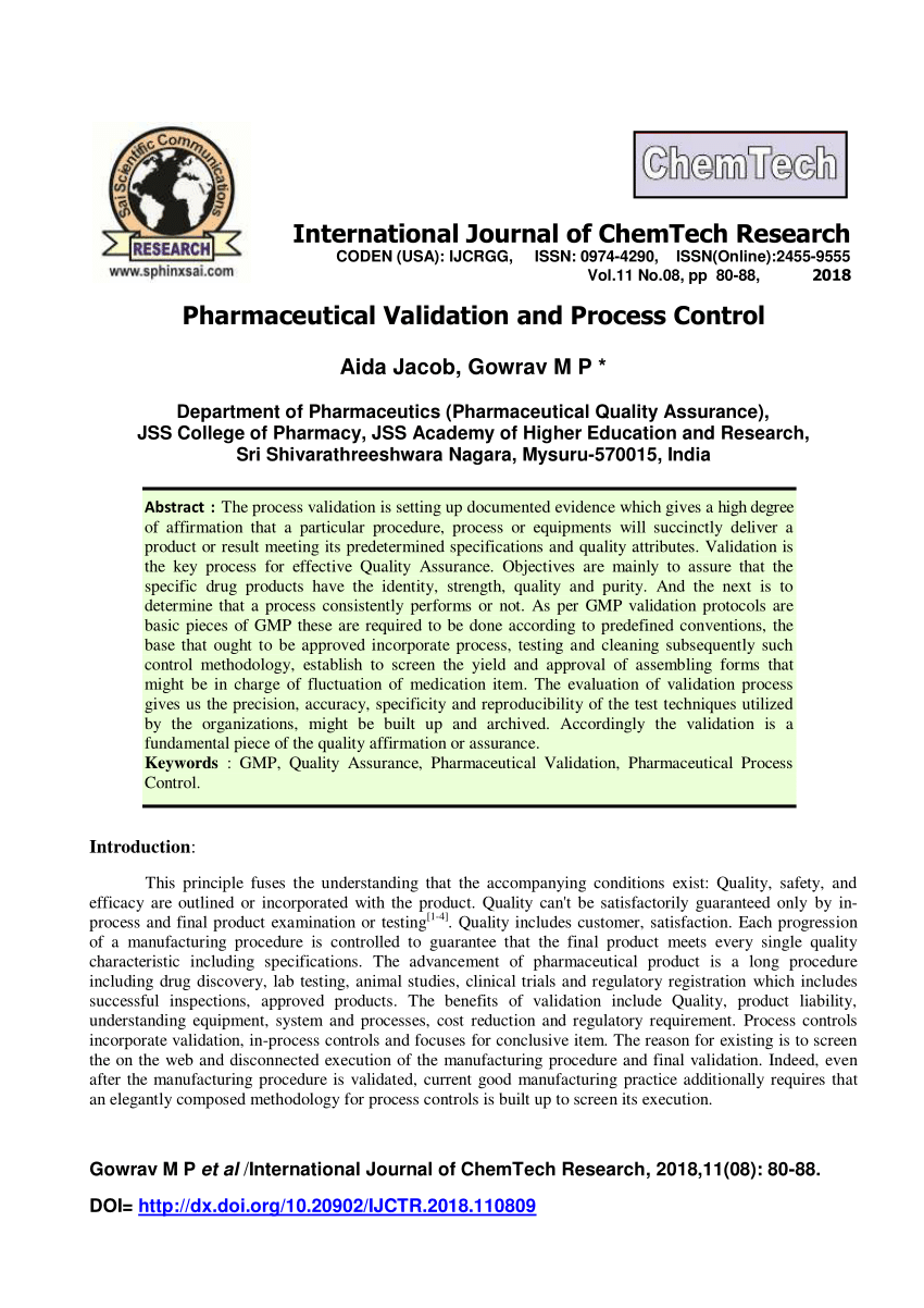 Pdf Pharmaceutical Validation And Process Control - 