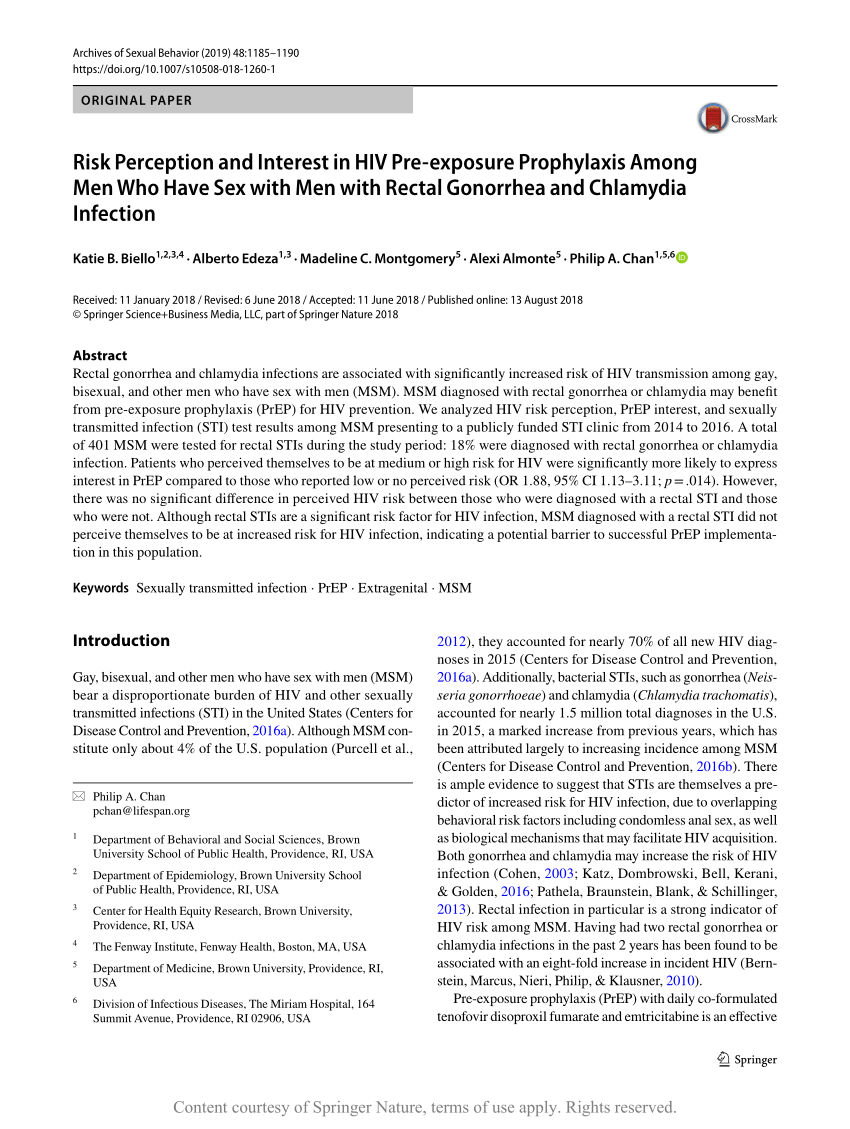 Risk Perception And Interest In Hiv Pre Exposure Prophylaxis Among Men Who Have Sex With Men 0090