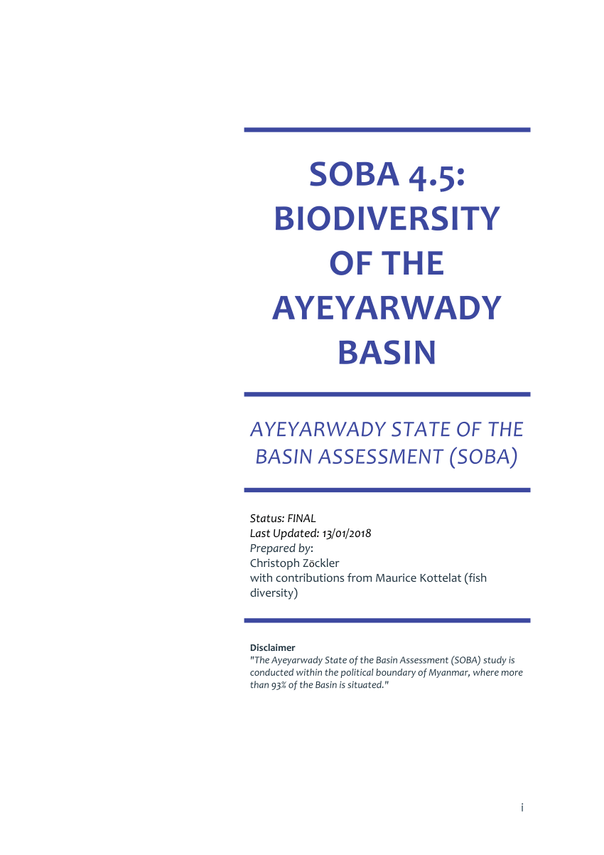 (PDF) Biodiversity of the Ayeyarwady Basin. Ayeyarwady State of the