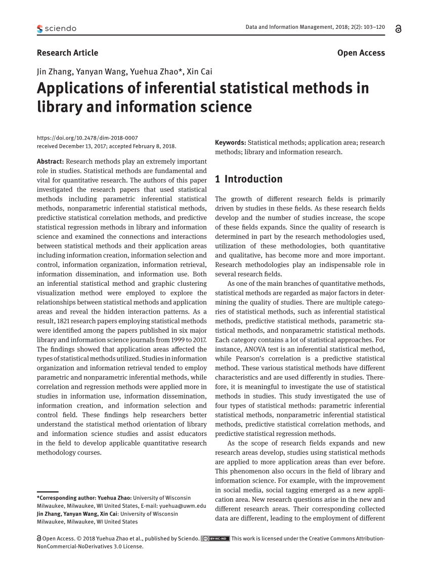 inferential statistics research paper example