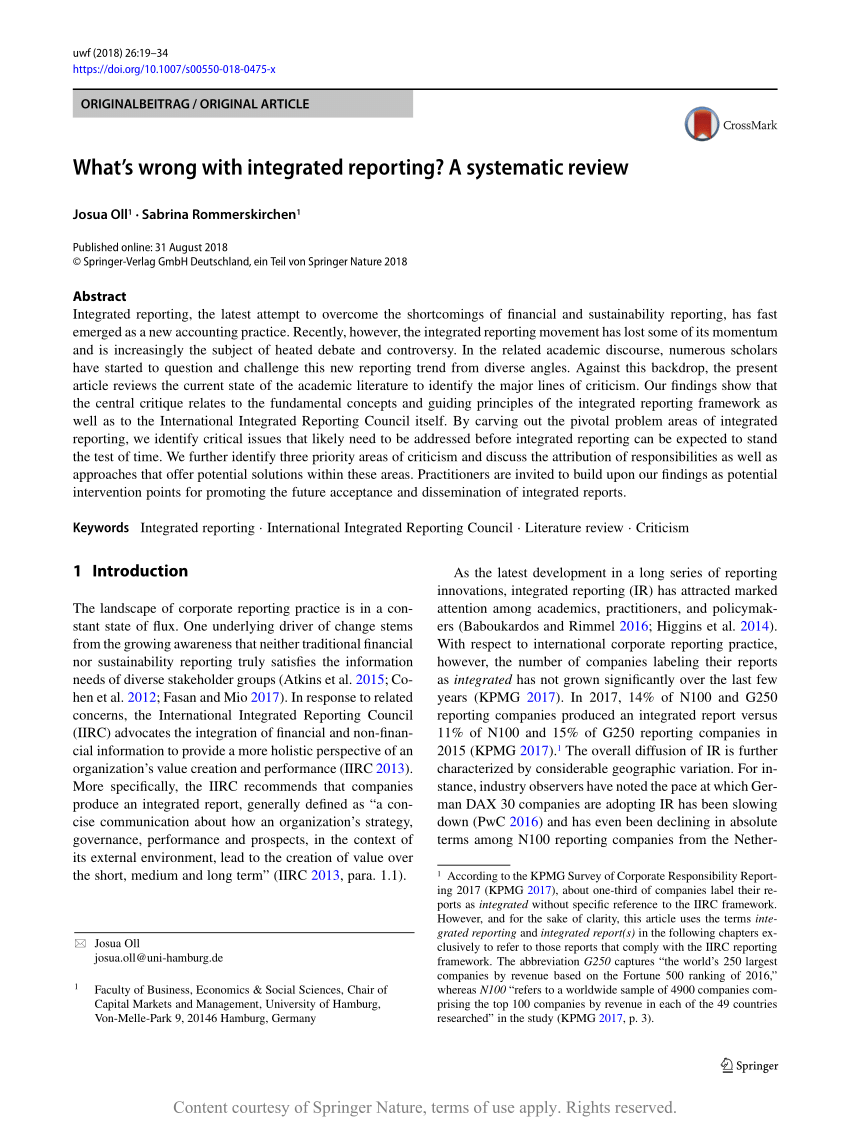 integrated reporting a structured literature review