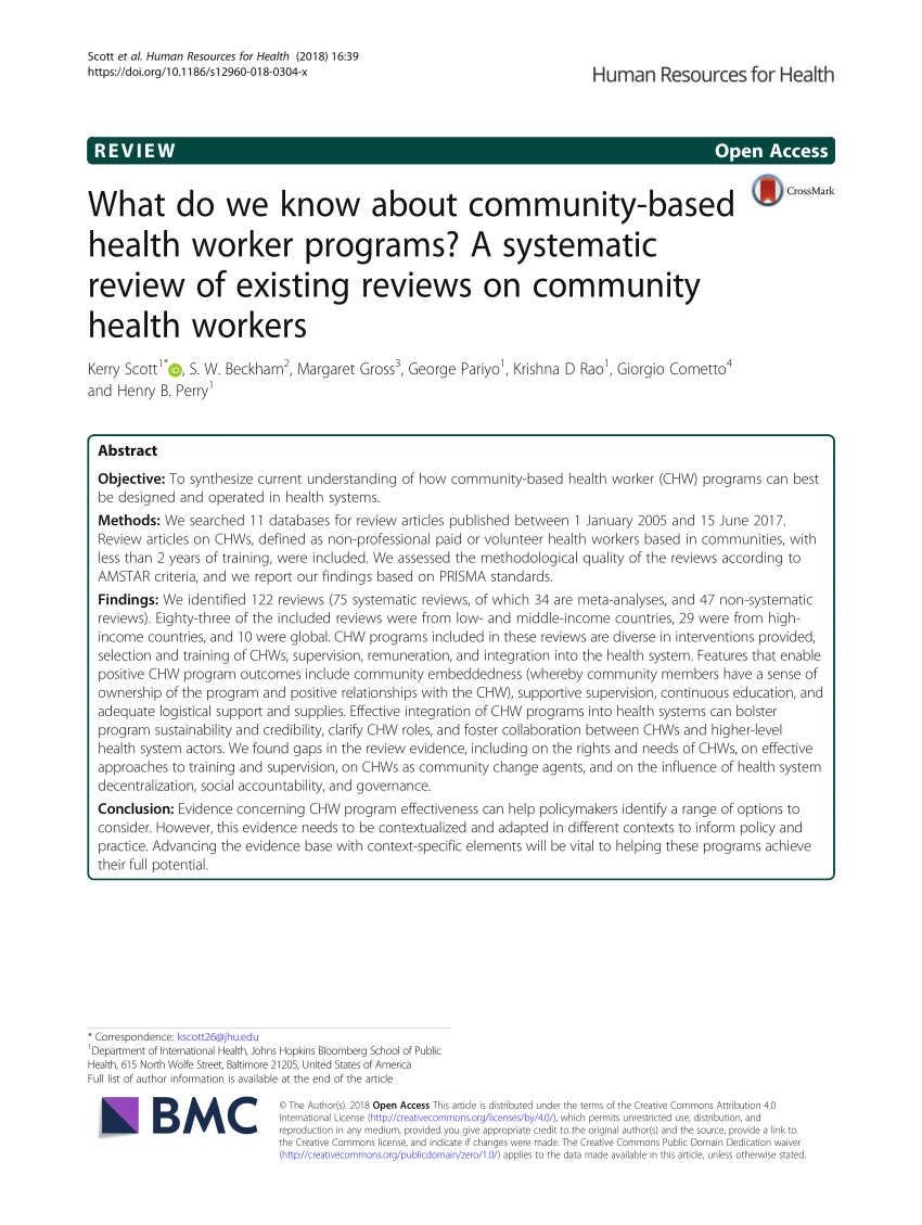 PDF) What do we know about community-based health worker programs ...