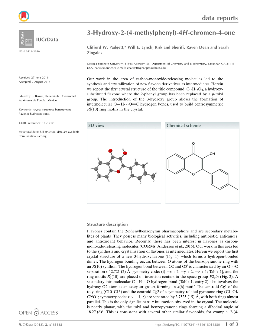 Pdf 3 Hydroxy 2 4 Methylphenyl 4 H Chromen 4 One