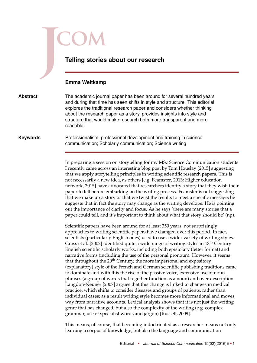 research paper about stories