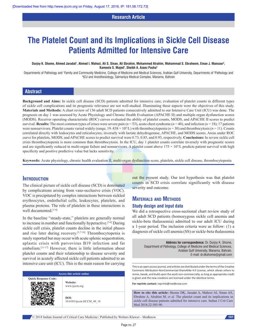 Sickle Cell Disease and ICU