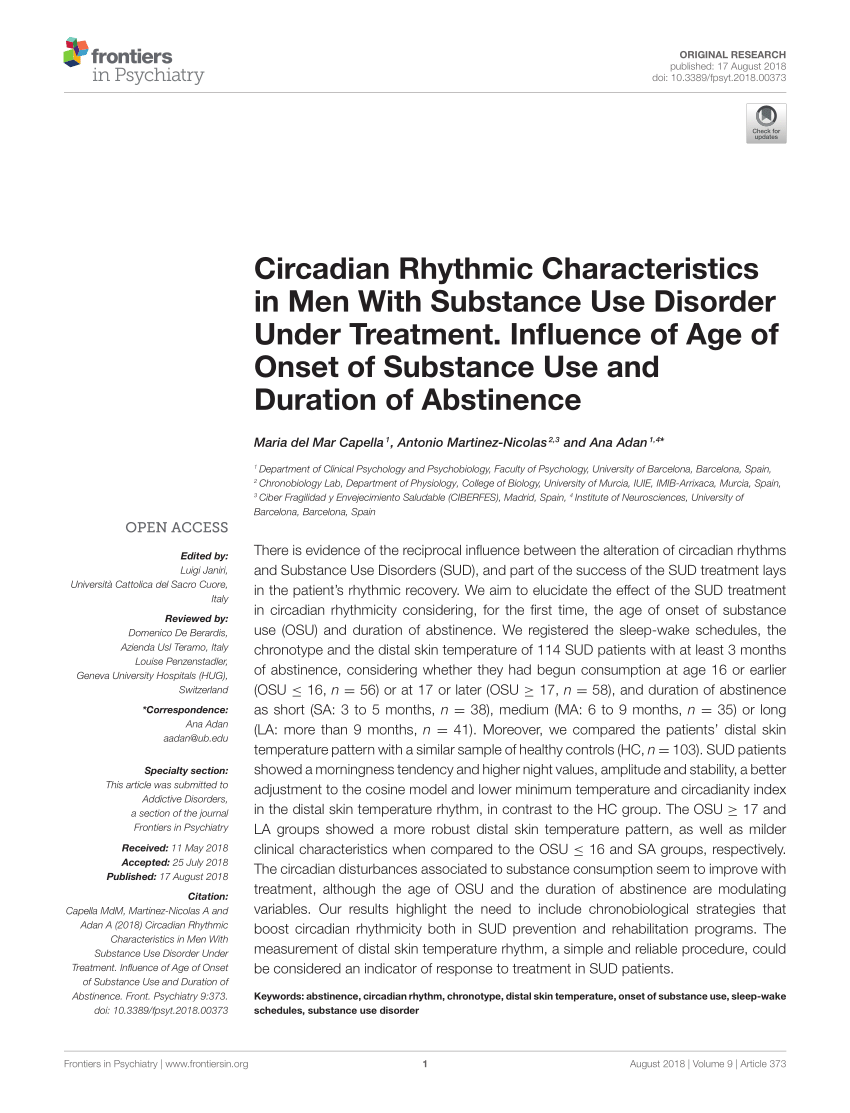 PDF) Circadian Rhythmic Characteristics in Men With Substance Use ...