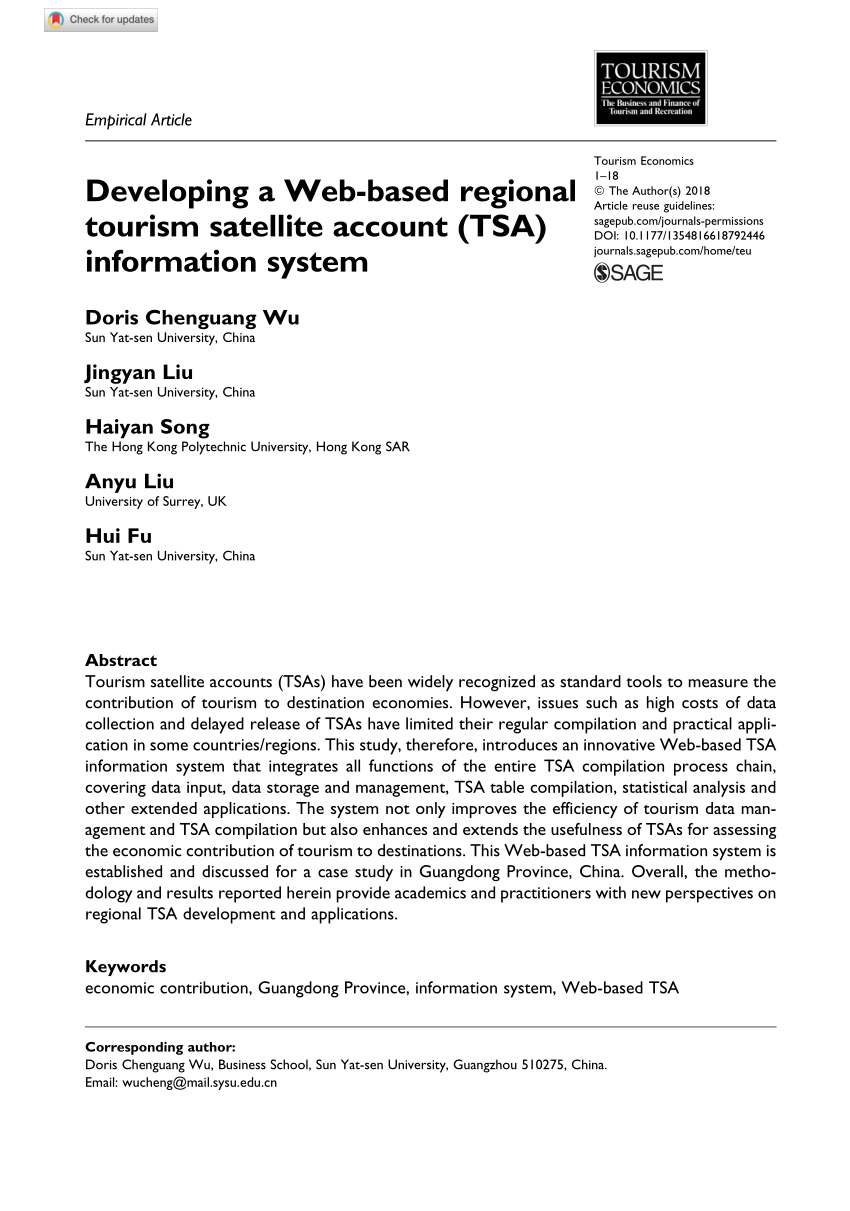 (PDF) Developing a Web-based regional tourism satellite account (TSA