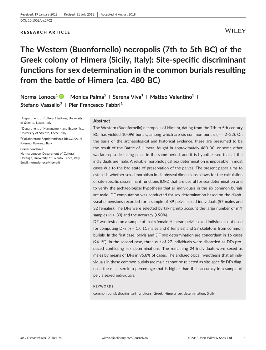 PDF The Western Buonfornello necropolis 7th to 5th BC of the  