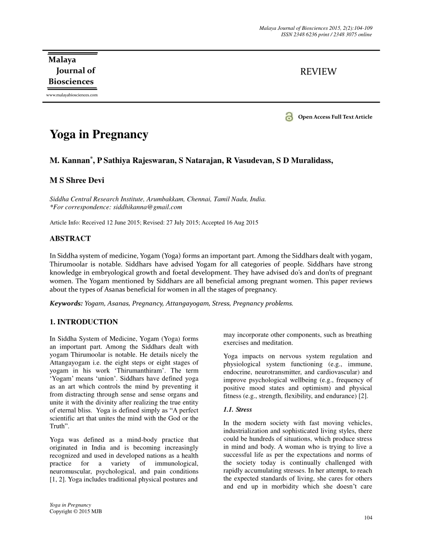 yoga in pregnancy research paper