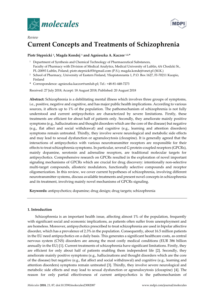research paper on schizophrenia treatment