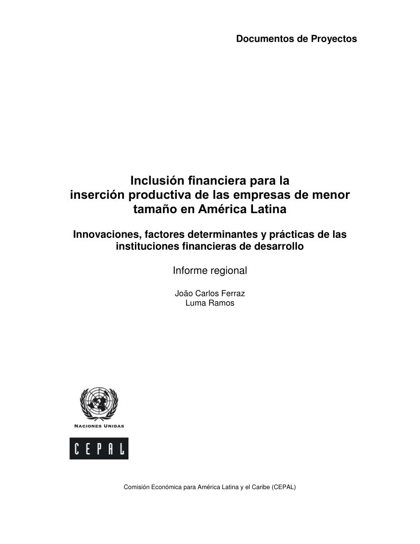 Pdf Inclusion Financiera Para La Insercion Productiva De Las
