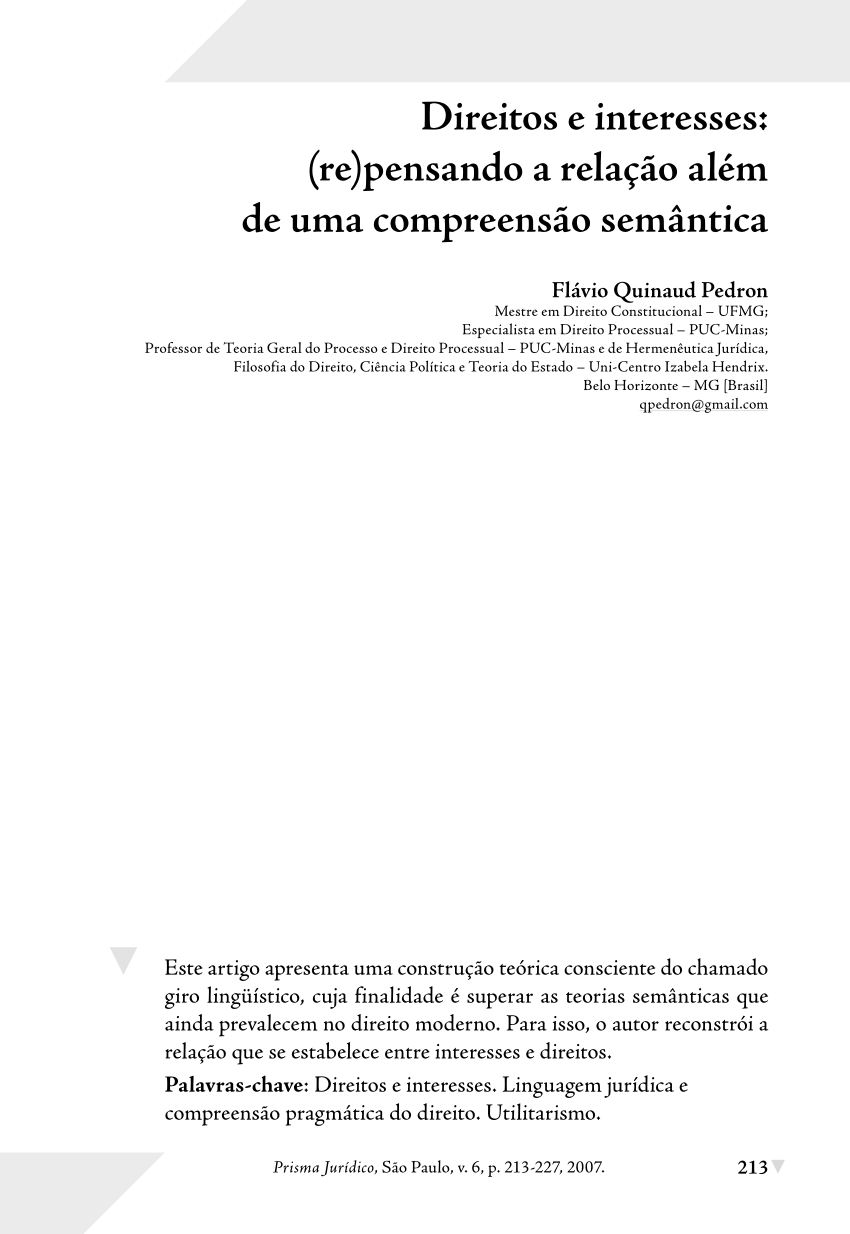 PDF) Direitos e interesses: (re)pensando a relação além de uma compreensão  semântica