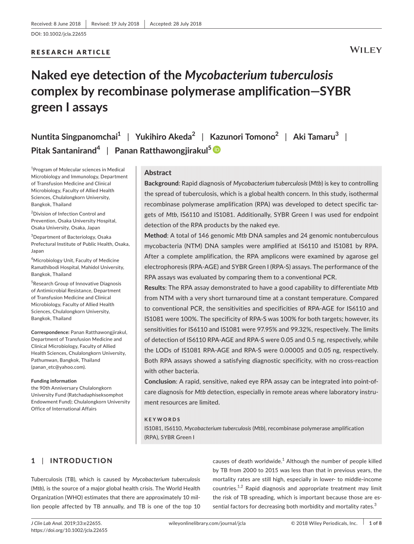 (PDF) Detection of Mycobacterium tuberculosis and 