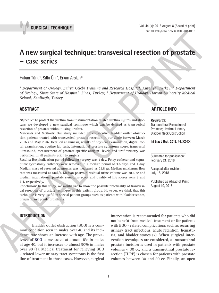 Technika Transuretral Prepact resection Transzferetrális reszekció a prosztatán