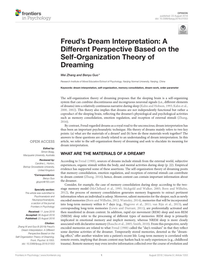 dream interpretation psychology research paper