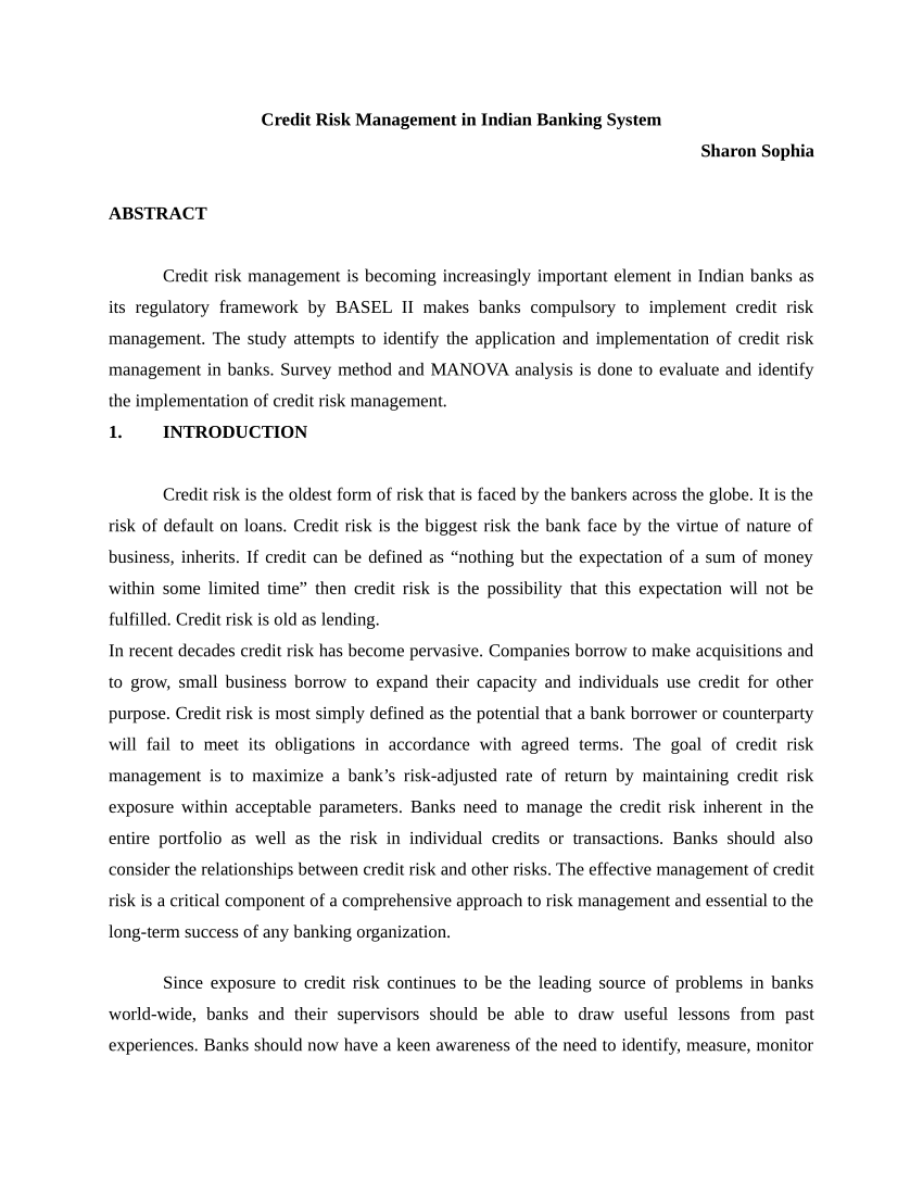 research papers on risk management in indian banks