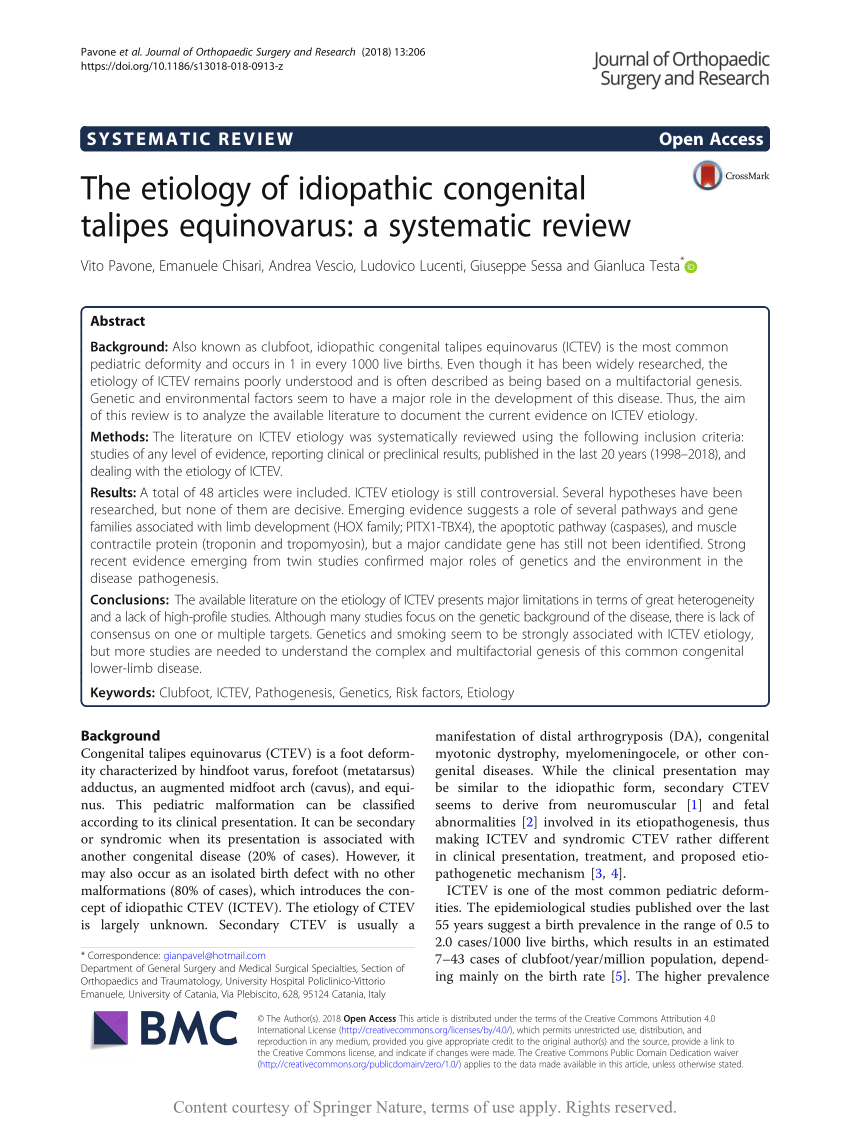 (PDF) The etiology of idiopathic congenital talipes equinovarus: A