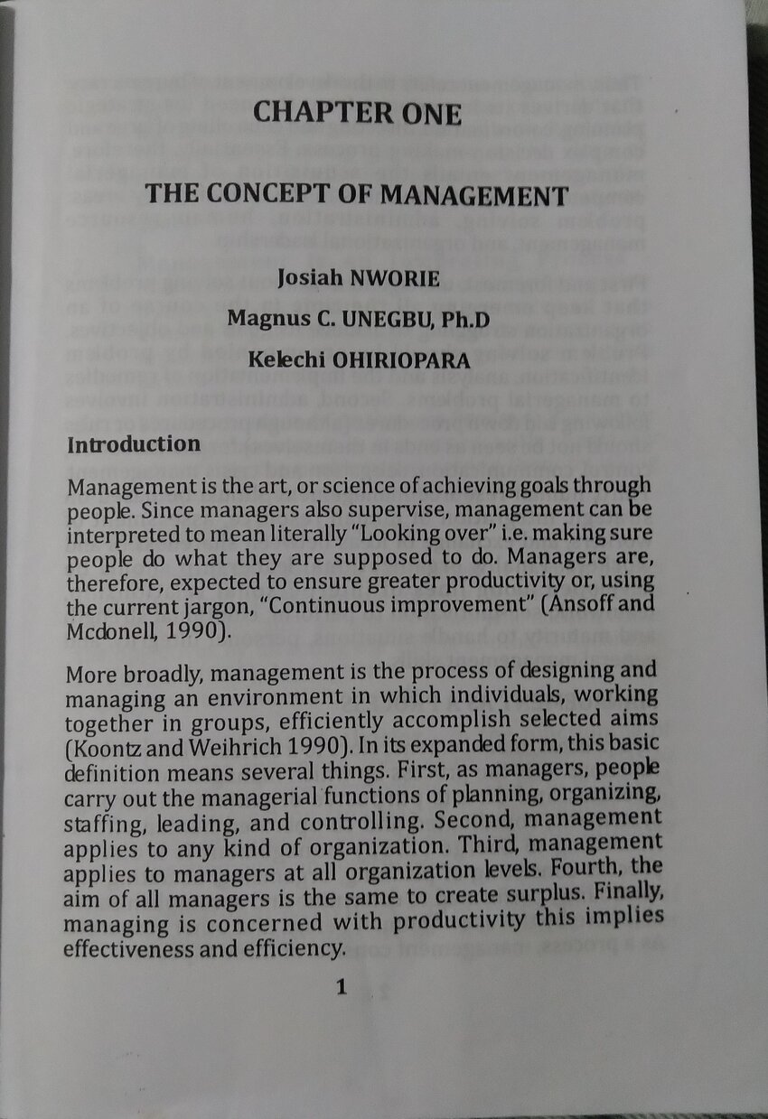 research paper on management concepts