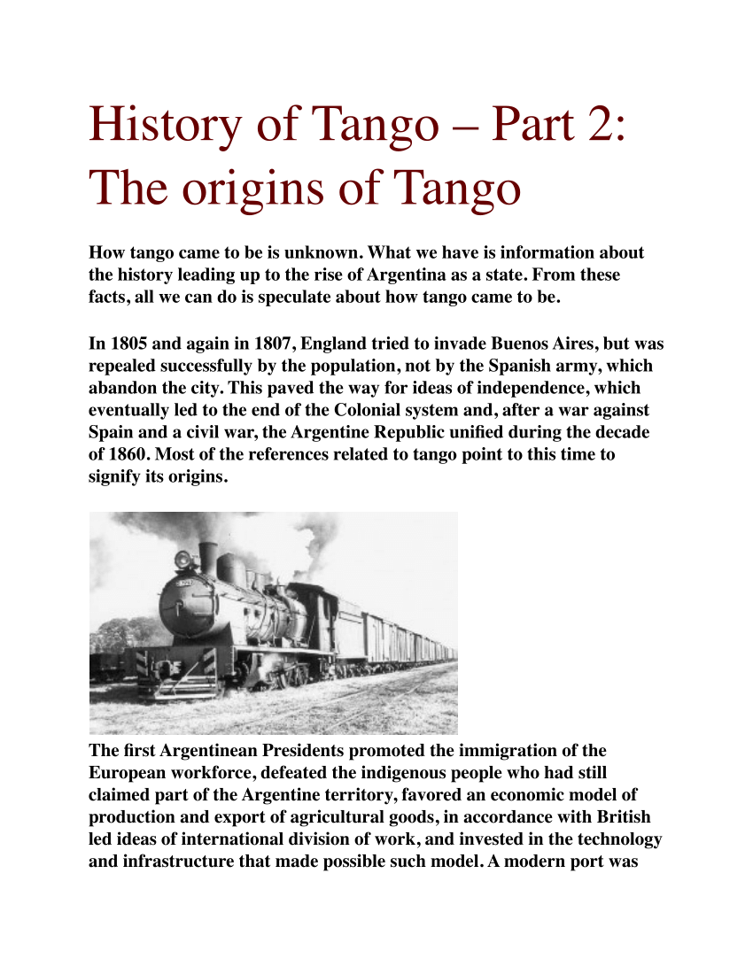 Pdf History Of Tango Part 2 The Origins Of Tango
