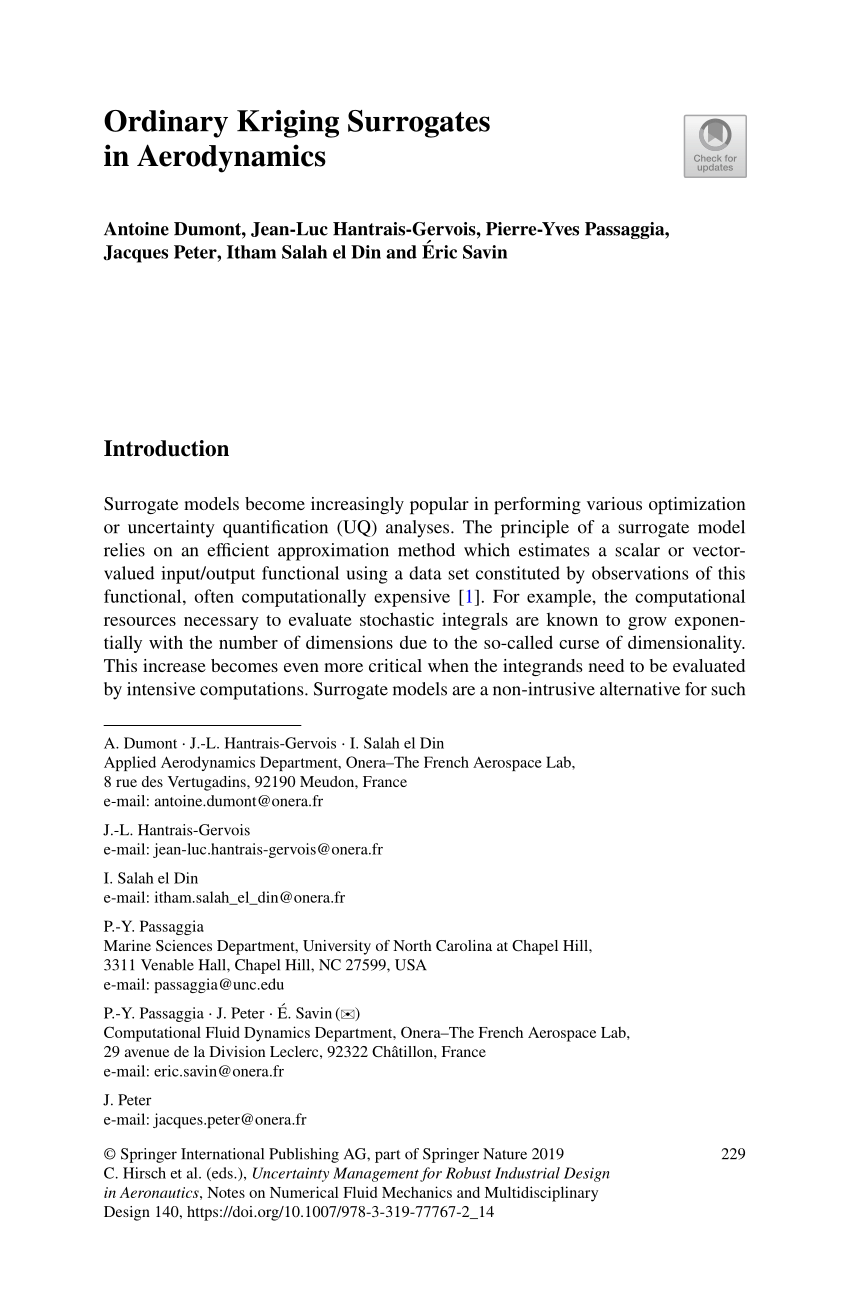 Pdf Ordinary Kriging Surrogates In Aerodynamics