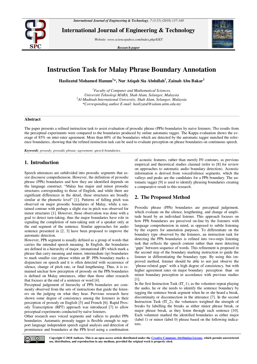 PDF) Instruction Task for Malay Phrase Boundary Annotation