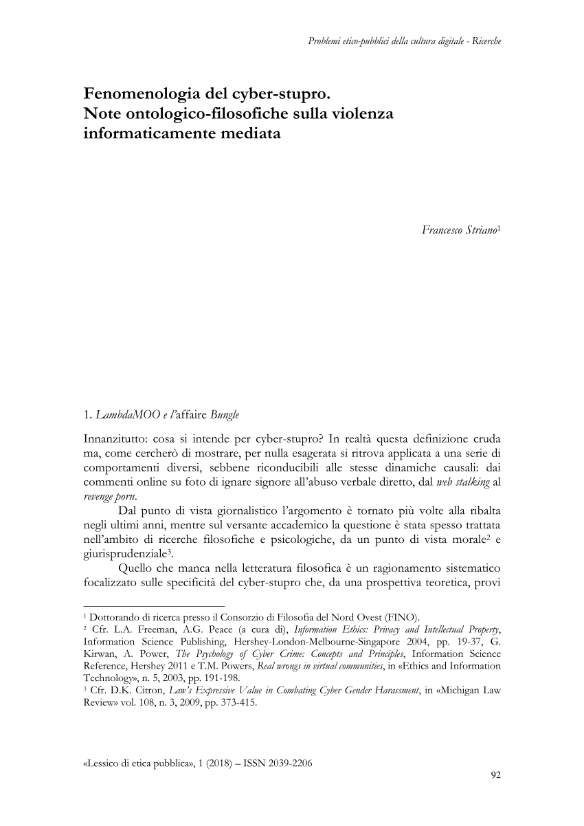 PDF) Fenomenologia del cyber-stupro