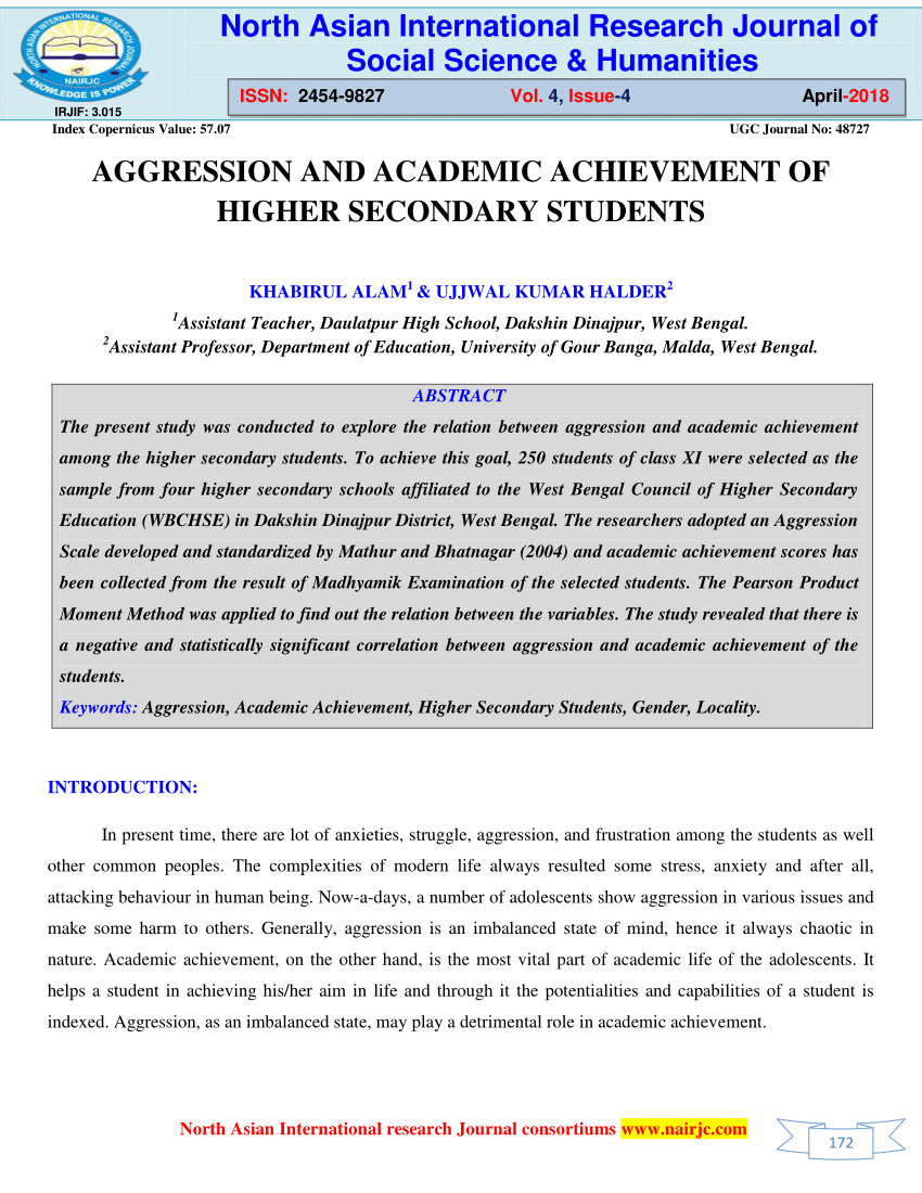 research articles on aggression pdf