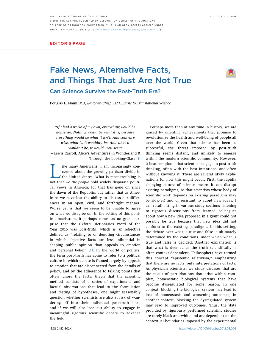 Pdf Fake News Alternative Facts And Things That Just Are Not True
