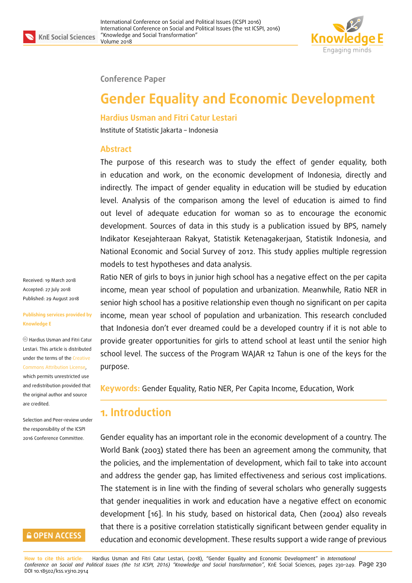 ægteskab Mission passage PDF) Gender Equality and Economic Development