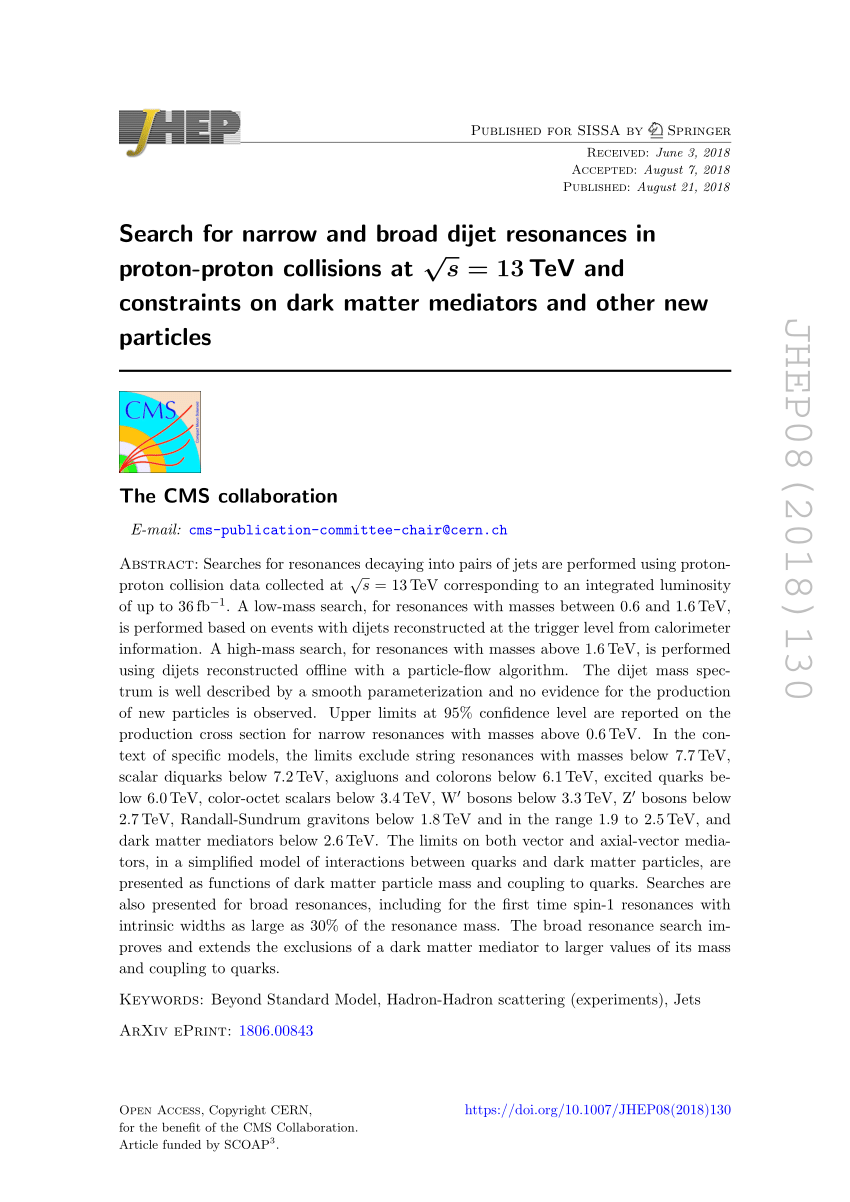 PDF) Search for narrow and broad dijet resonances in proton-proton ...