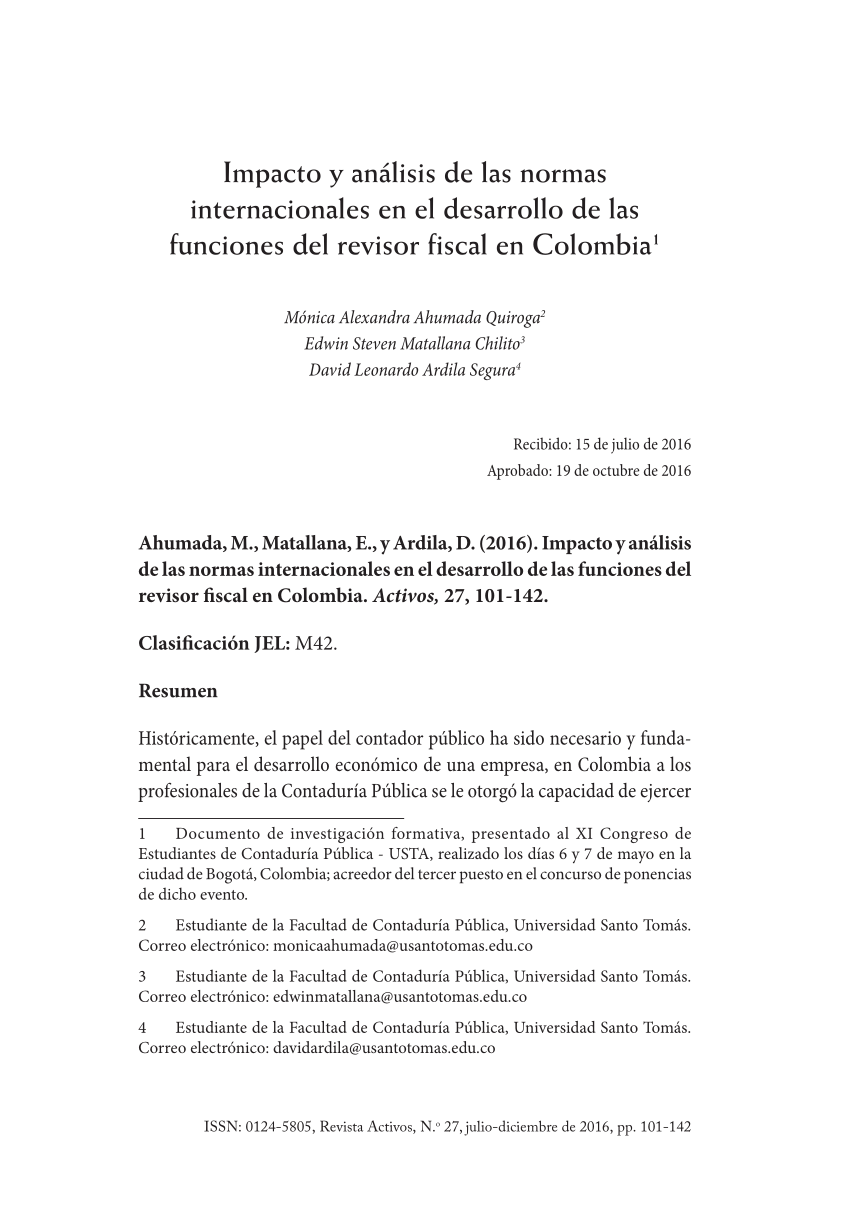 Pdf Impacto Y Análisis De Las Normas Internacionales En El Desarrollo