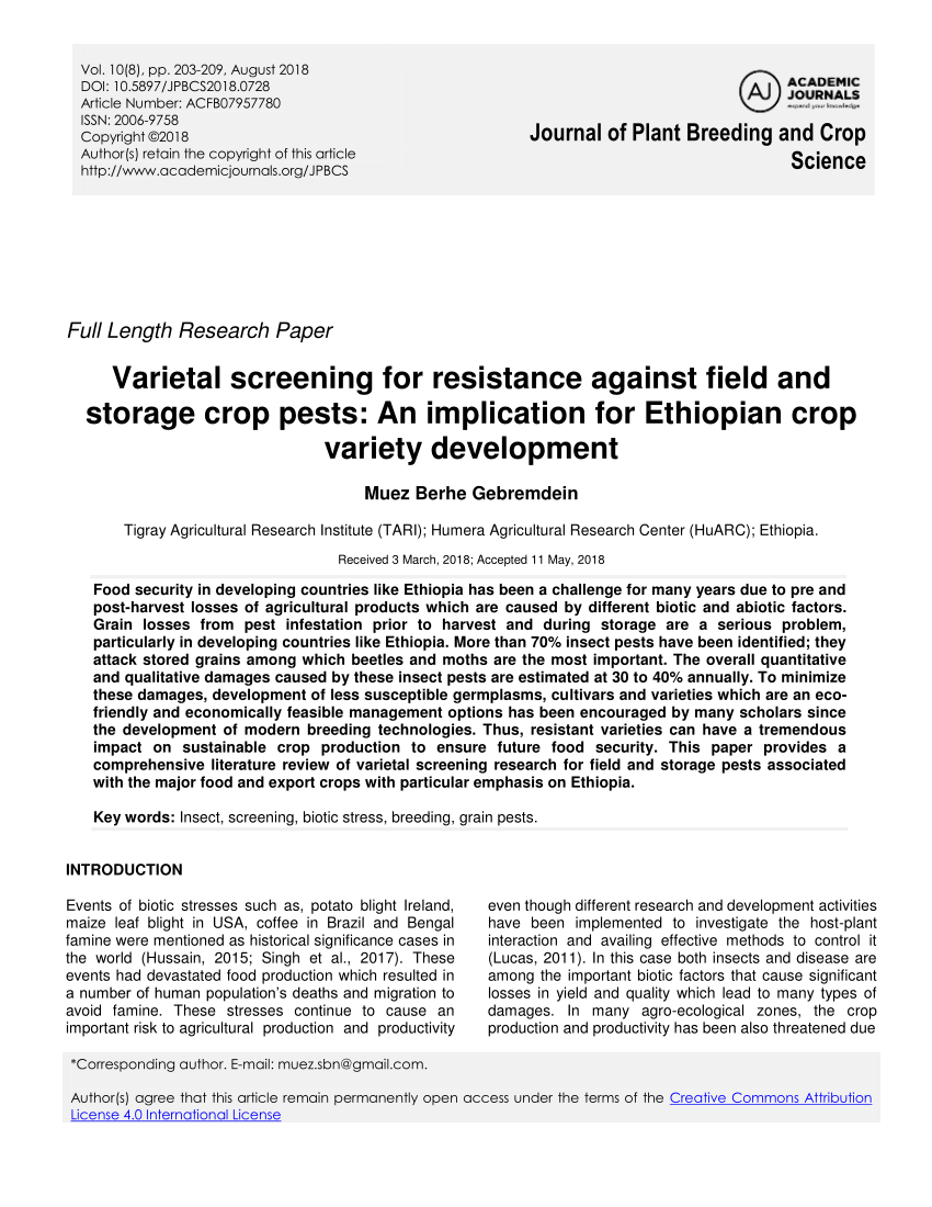 PDF) Varietal screening for resistance against field and storage ...