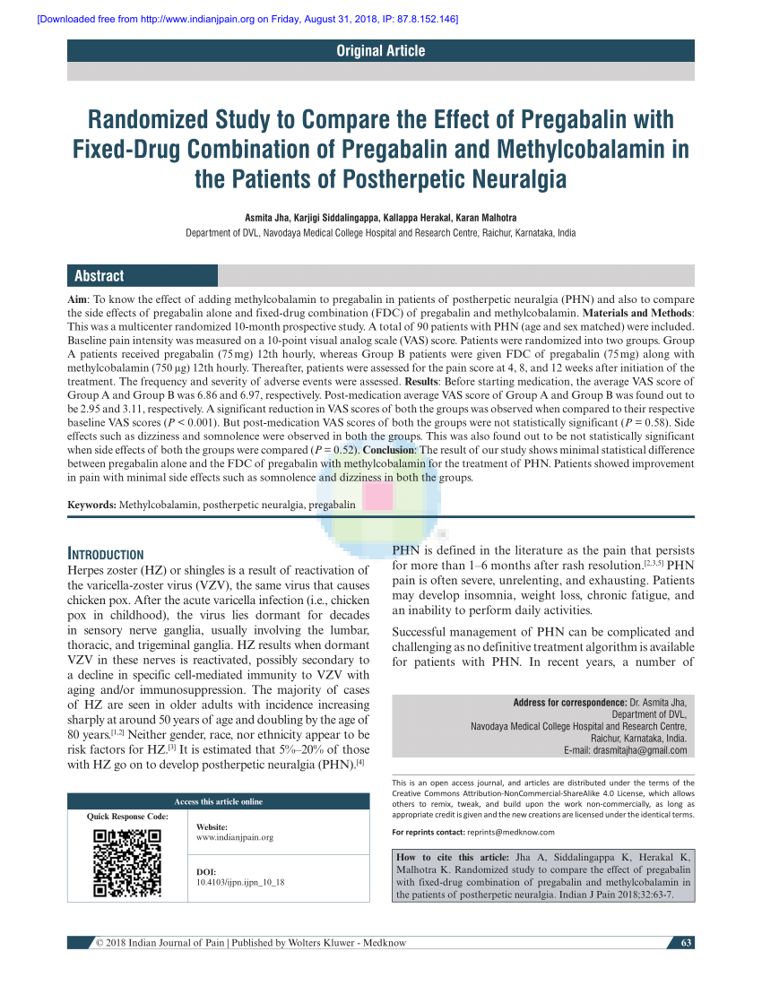 Pdf Randomized Study To Compare The Effect Of Pregabalin