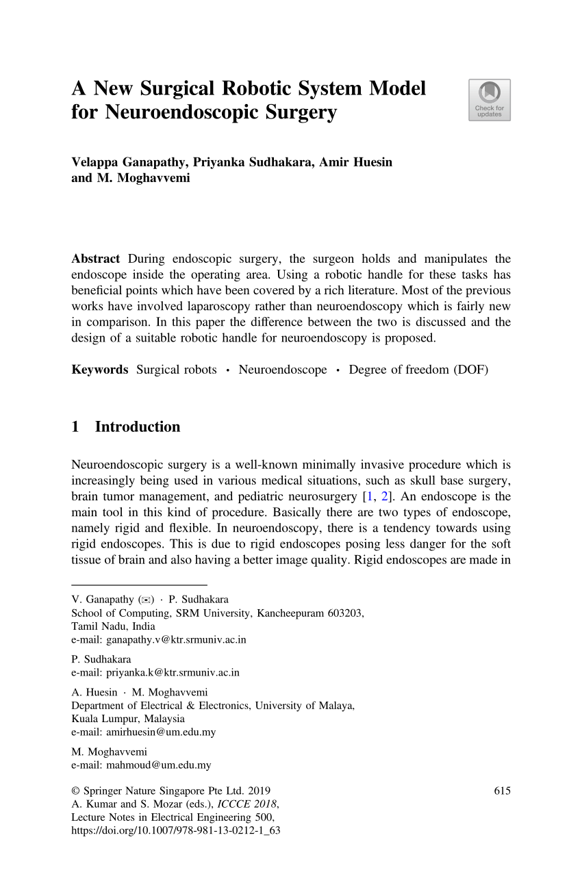 (PDF) A New Surgical Robotic System Model for Neuroendoscopic Surgery.