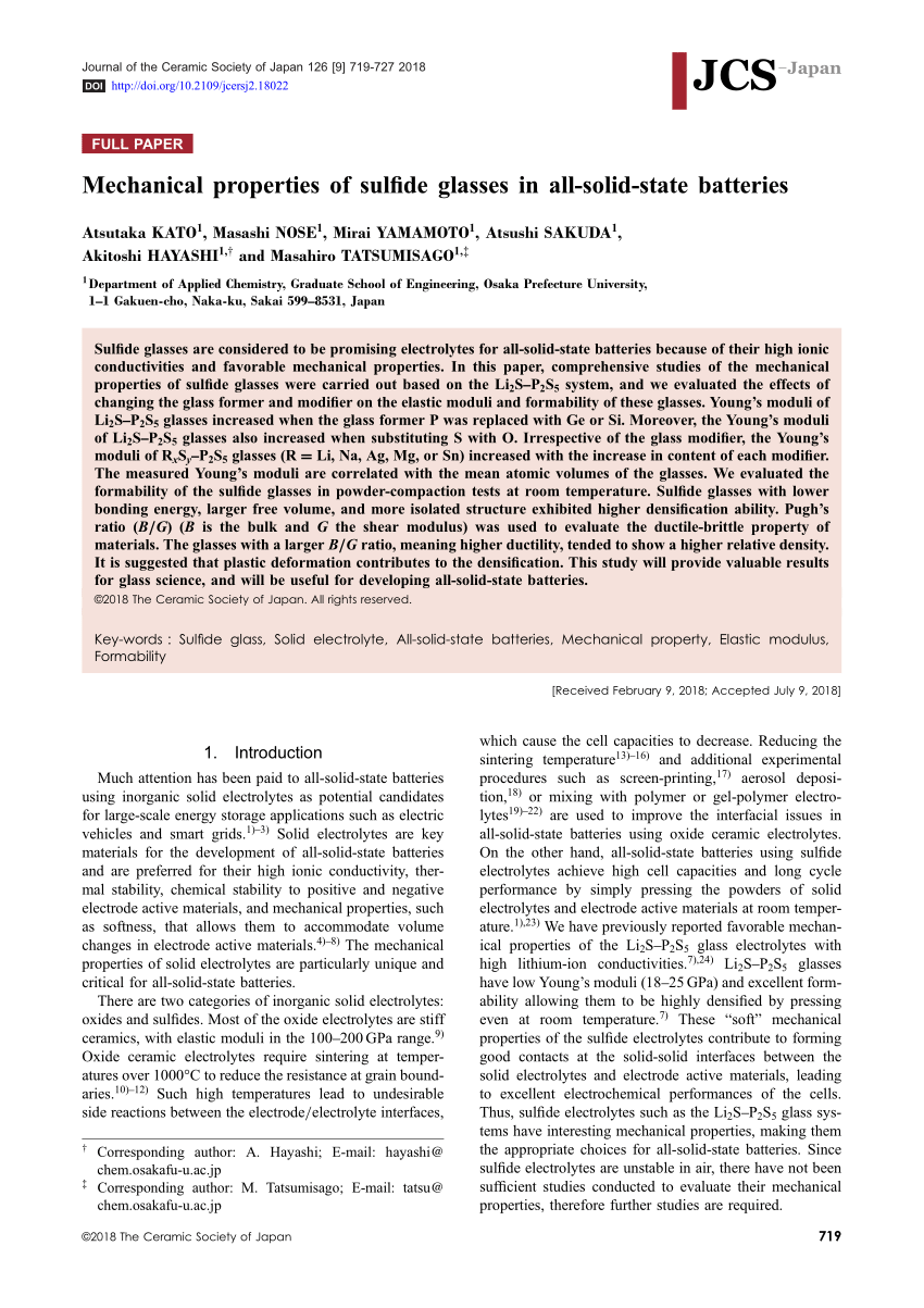 PDF) Mechanical properties of sulfide glasses in all-solid