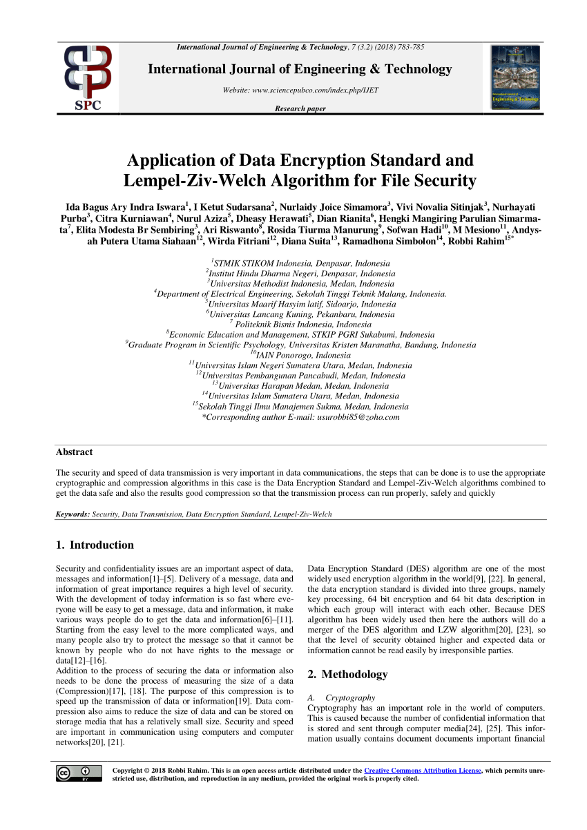 Pdf Application Of Data Encryption Standard And Lempel Ziv Welch