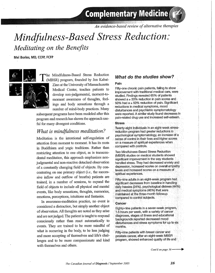 Pdf Mindfulness Based Stress Reduction