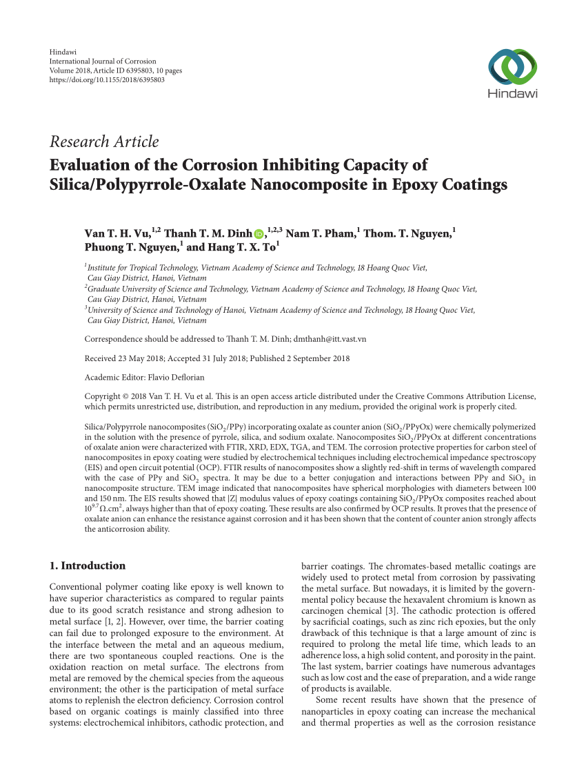 Pdf Evaluation Of The Corrosion Inhibiting Capacity Of Silica Polypyrrole Oxalate Nanocomposite In Epoxy Coatings 9,950 likes · 2 talking about this · 693 were here. researchgate